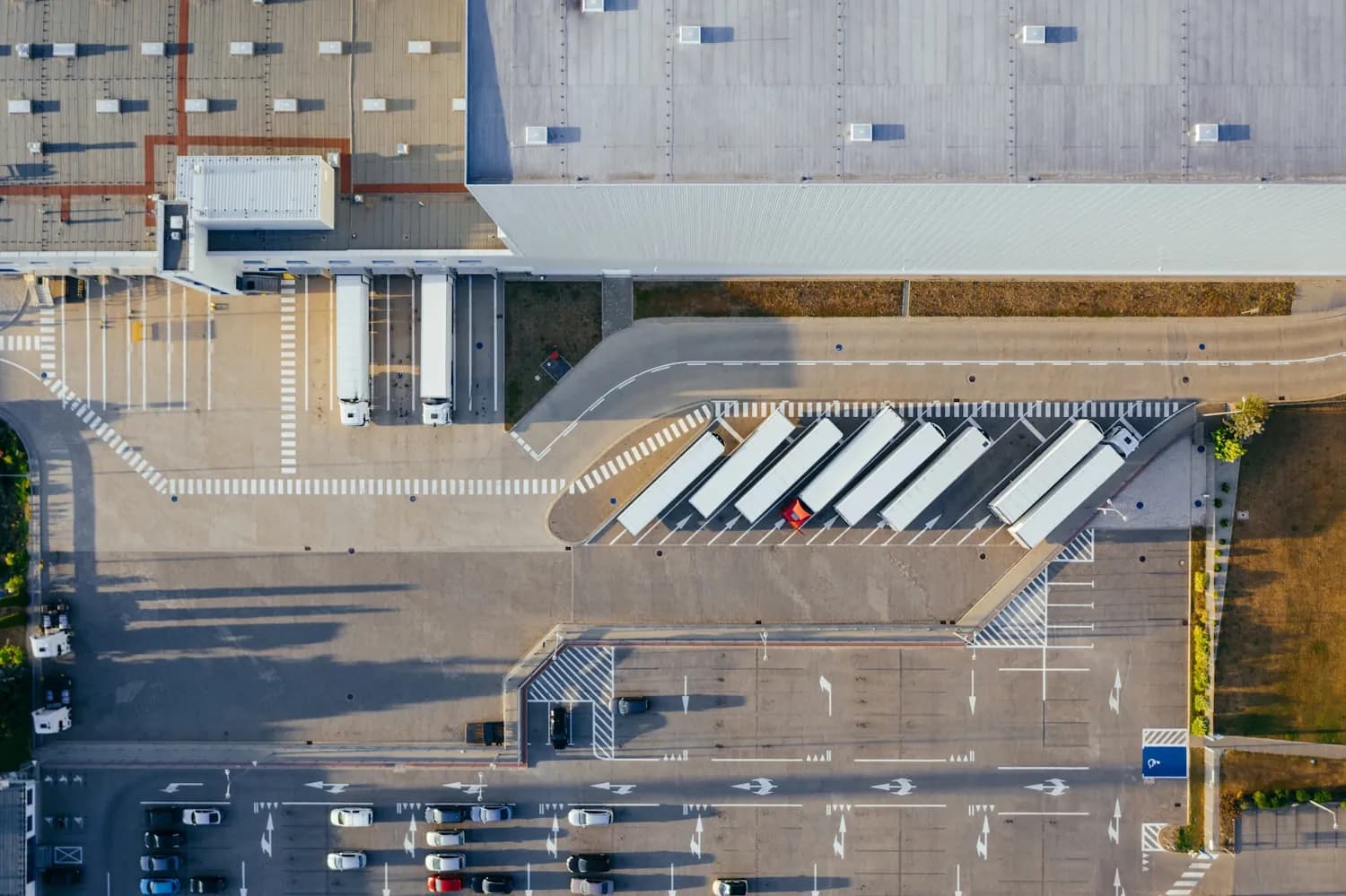 Aerial view of a modern distribution centre
